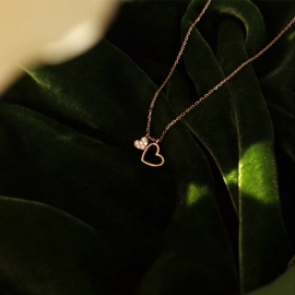 925 Sterling Silver Simple Heart Necklace Shiny Zircon Love Pendant Female Clavicle Chain Fashion Jewelry 